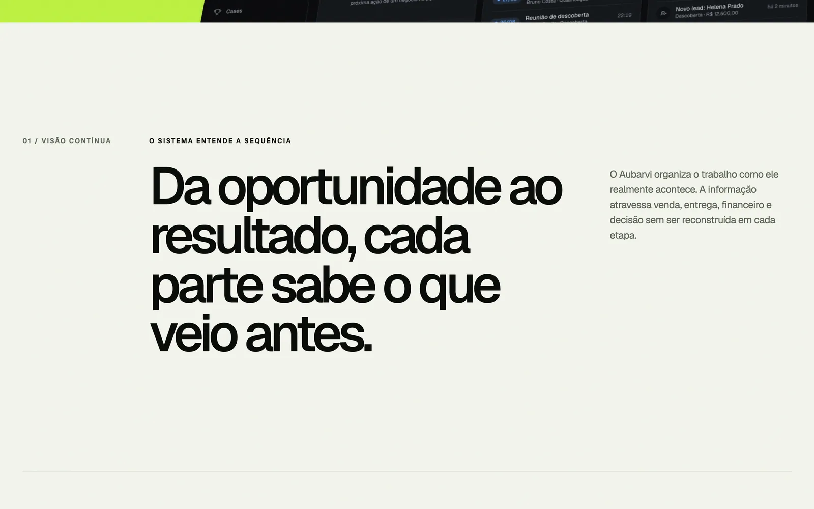 Seção editorial do site do Aubarvi, com título em grande escala sobre fundo claro.