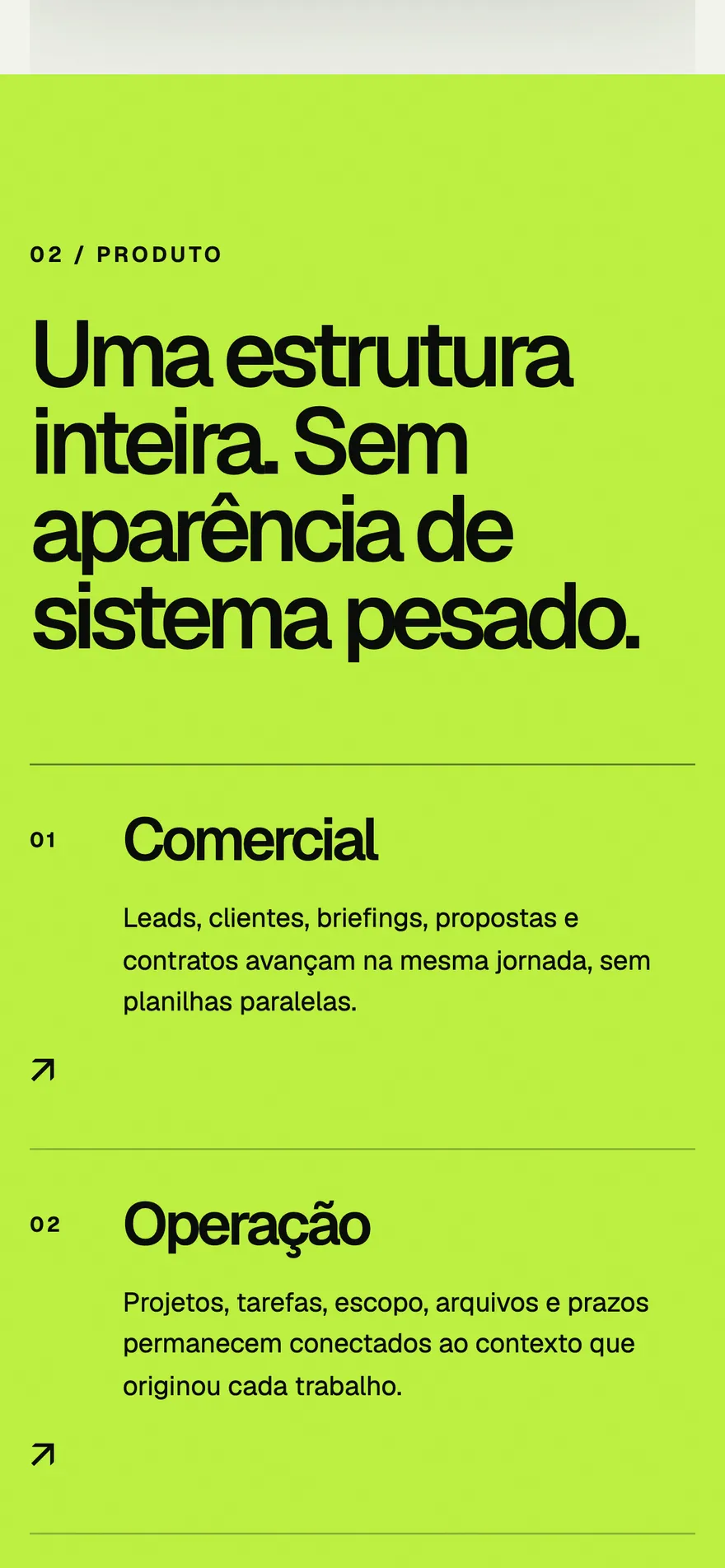 Índice de módulos do site do Aubarvi no celular.